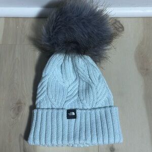 THE NORTH FACE CABLE MINNA YOUTH JUNIOR BEANIE WINDMILL BLUE HAT ONE SIZE
